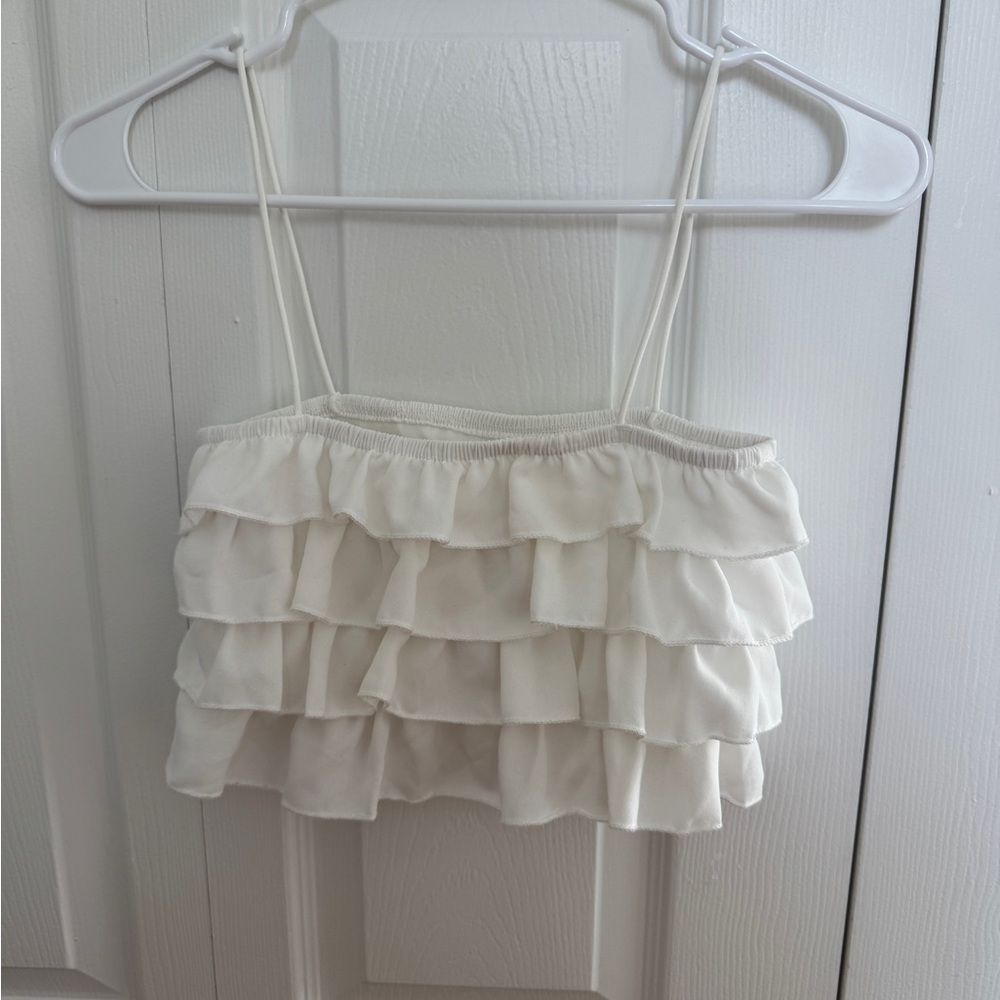 SHEIN White Layered Ruffle Camisole